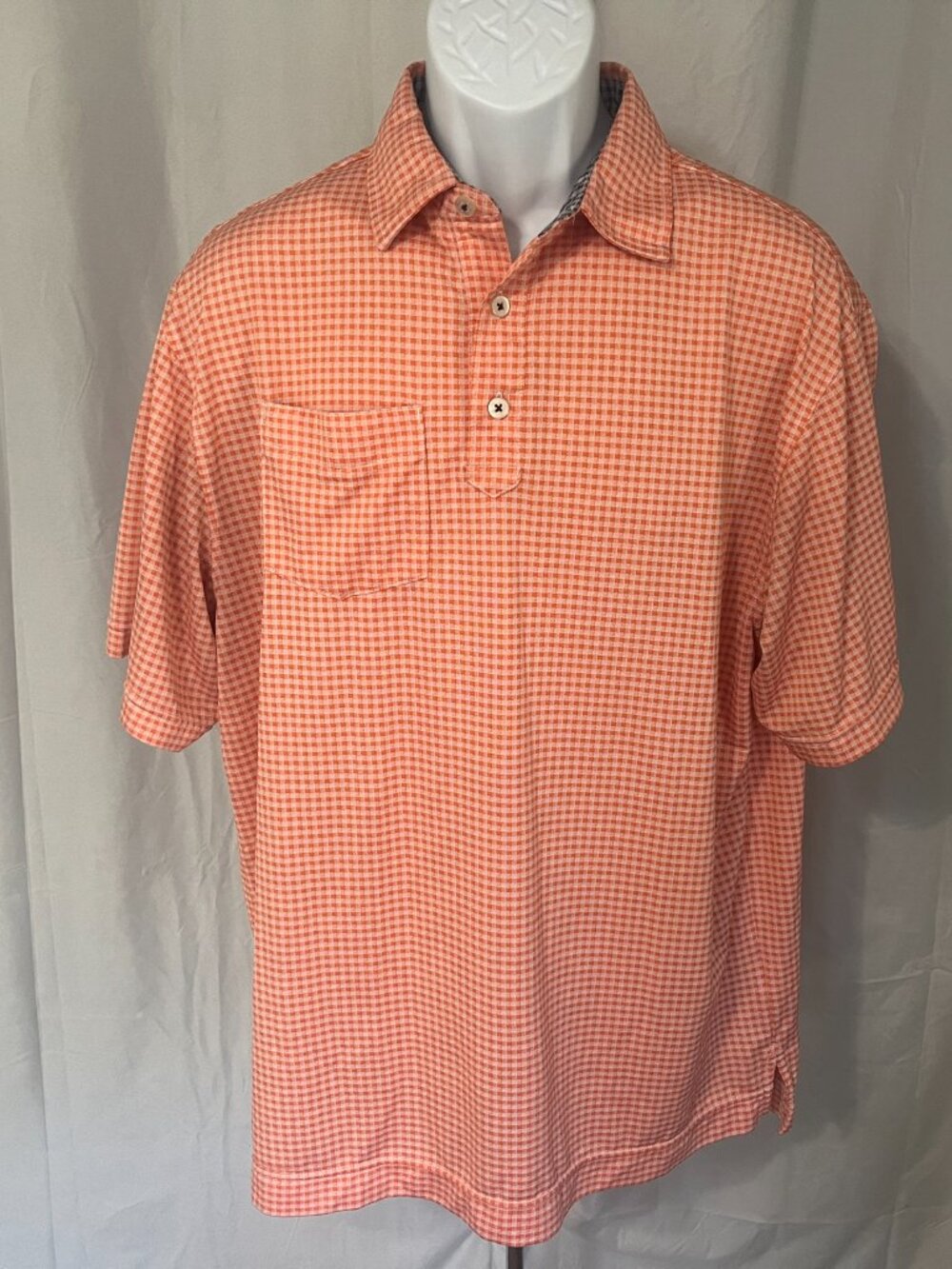 ⛳ FootJoy FJ Men’s Golf Polo Shirt Orange White Blue Short Sleeve L EUC 🧵 - Picture 4 of 7